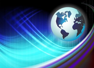 blue background with globe