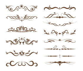 Obraz premium Ornamental dividers set on white background. Classic, floral and ethnic ornaments. Embroidery.