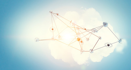 Concept of wireless connection . Mixed media