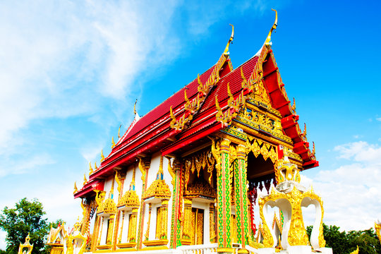 Beautiful Wat Thai golden temple, Photharam Ratchaburi Thailand