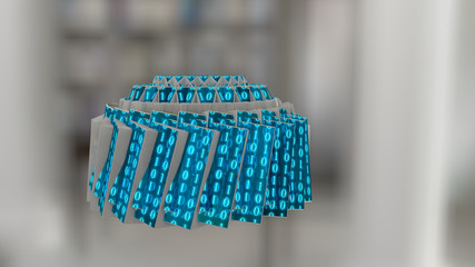 Object with Binary Code in a Room