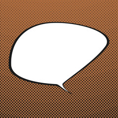 Speech Bubble on Halftone Background, Retro Style, Black Dots on a Orange Background,Gradient Down Up, Vector Illustration