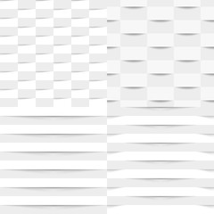 Set of white geometric seamless textures, vector illustration.