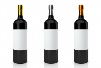 wine bottles award 3d rendering for mockup