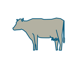 Line silhouette of Standing Cow. Linear thin line vector illustration