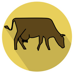 Line silhouette of Standing Cow. Linear thin line vector illustration