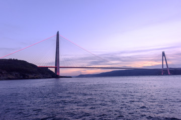 Fototapeta na wymiar New bridge of Istanbul, Yavuz Sultan Selim Bridge with long exposure.