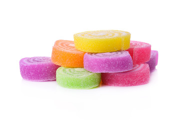 Jelly sweet, flavor fruit, candy dessert colorful on white background.