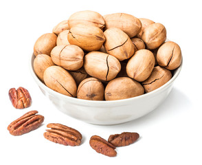 dried pecan fruits in the bowl