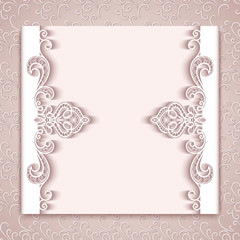 Vintage card with cutout lace borders