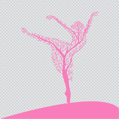 Abstract  tree with silhouette ballerina.