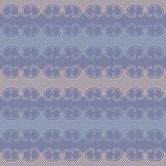 Abstract lace decor, seamless pattern vector in beige and blue colors. Vintage background or wallpaper