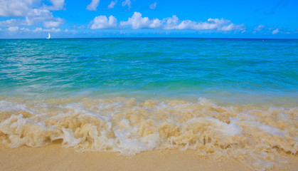 Caribbean sea and blue sky.
