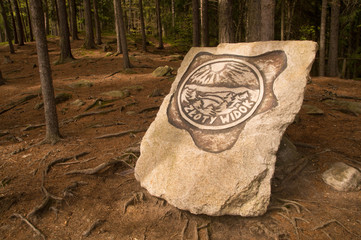 the monument of the Golden View in Karkonosze Poland 