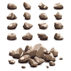 Cartoon stones icons vector set