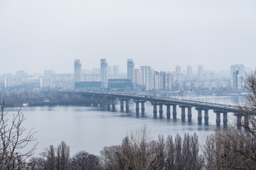Fototapeta na wymiar panarama view on city in fog