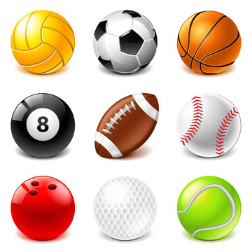 Sport balls icons vector set