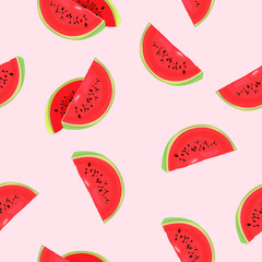 Background with watermelon . Seamless. Summer, fruit. Vector illustration.