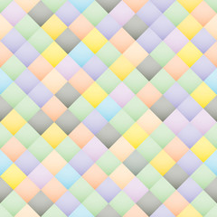 Abstract multicolored, volumetric mosaic background with square tiles. Seamless geometric pattern