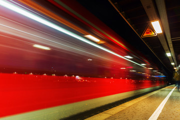 departing train at railway station