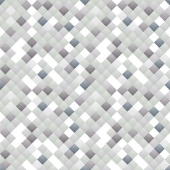 Abstract volumetric mosaic background with square tiles. Seamless geometric pattern in shades of grey.
