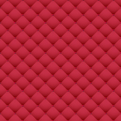Fototapeta na wymiar Red leather upholstery vector seamless pattern. Quilted leather texture. Can be used in web design and graphic design.