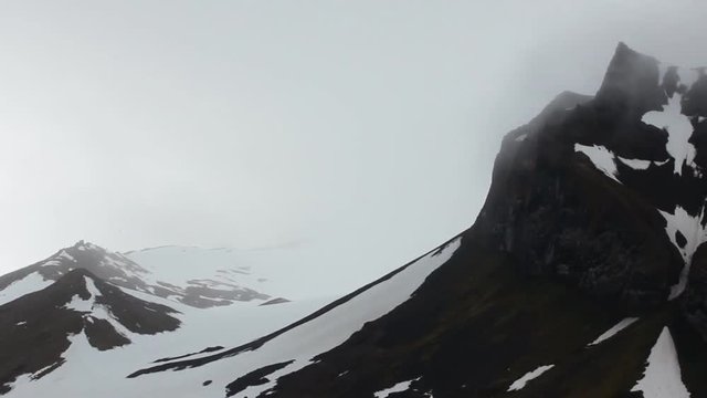 Glacier and permanent snowdrift (annuals) mountainous Champ Island, Franz-Josef Land
