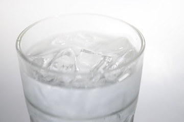 Clean water in clear glass on white background.

