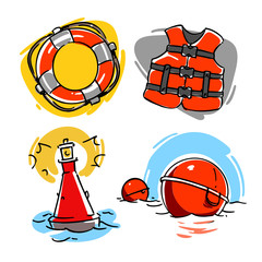 Water safety sketch illustrations © natashin