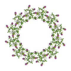 Obraz na płótnie Canvas Floral wreath with red clover