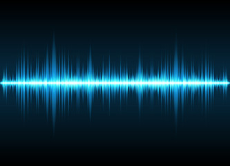 Sound waves oscillating glow light, Abstract technology background - Vector