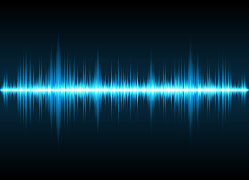 Sound waves oscillating glow light, Abstract technology background - Vector