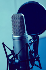 microphone in a recording studio