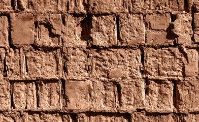 Red sandy stone brick wall detailed texture background