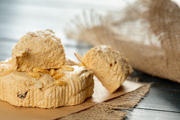 traditional eastern desserts on wooden background