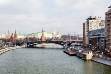 Fototapeta na wymiar Moscow Kremlin, View from Patriarshy Bridge.