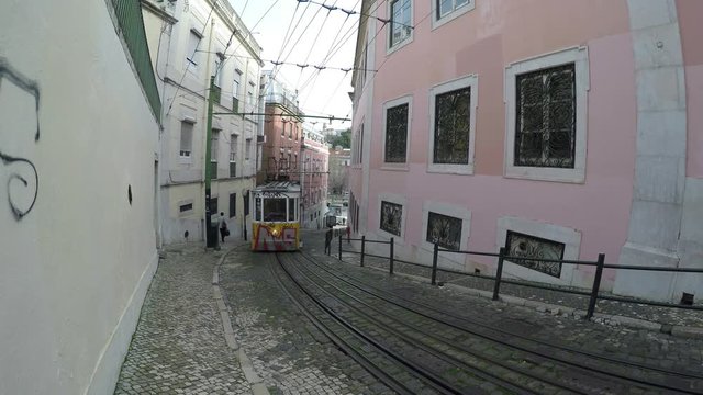 Vintage yellow tramway