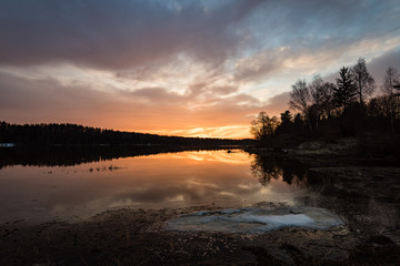sunset over the river Daugava