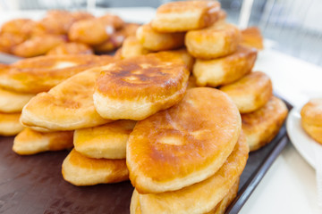 Traditional russian pies on plate