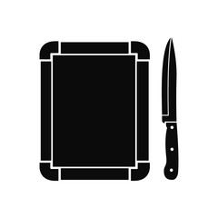 Kitchen cutting board and knife vector silhouette