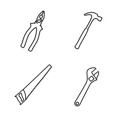 Tools line icons vector silhouette set