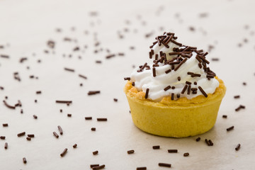 mini tart with chocolate