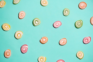 Colorful candies and jellies as background