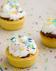 mini tart with color ornaments