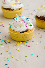 mini tart with color ornaments