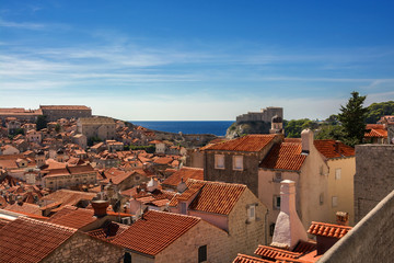 A view of Old Town Dubrovnik and Fort Lovrijenac in Croatia