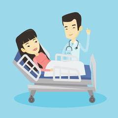 Doctor visiting patient vector illustration.