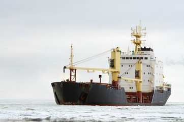 Big ship in the sea.
