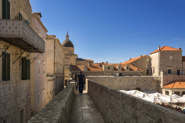 Fototapeta na wymiar Walking along the Dubrovnik City Walls in Croatia