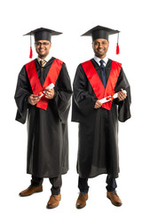 Two african american graduates in gown and cap